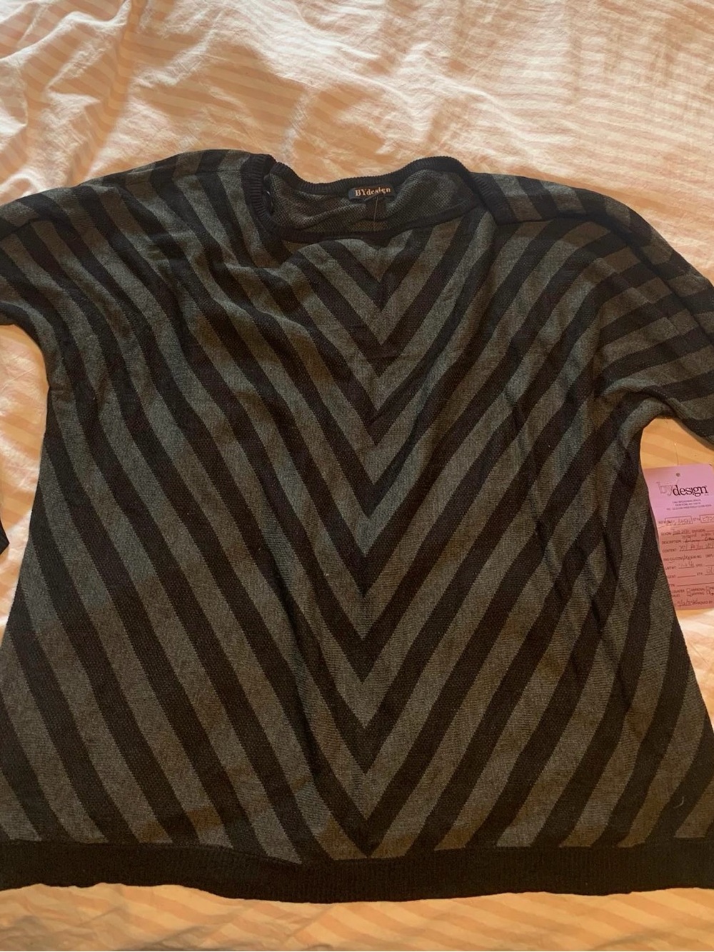 Striped Long-Sleeve Pullover Tee - Black and Gray